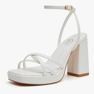 Elegant White Block Heel Sandals